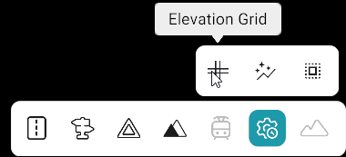 Bottom toolbar: Advanced Tools category active; sub-toolbar with Elevation Grid tool selected