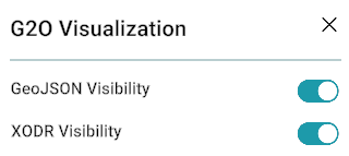 G2O Visualization panel with GeoJSON Visibility and XODR Visibility toggles