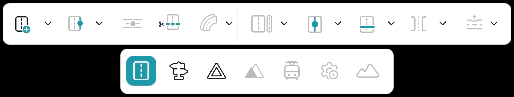 Bottom toolbar: main Road tool; upper Road editing bar above the canvas