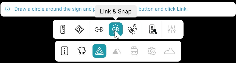 Signals bar: Link & Snap tool selected with selection hint; bottom toolbar with Signals category active
